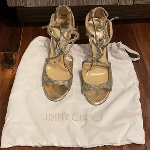Jimmy Choo Strappy Gold Heels - Size 40